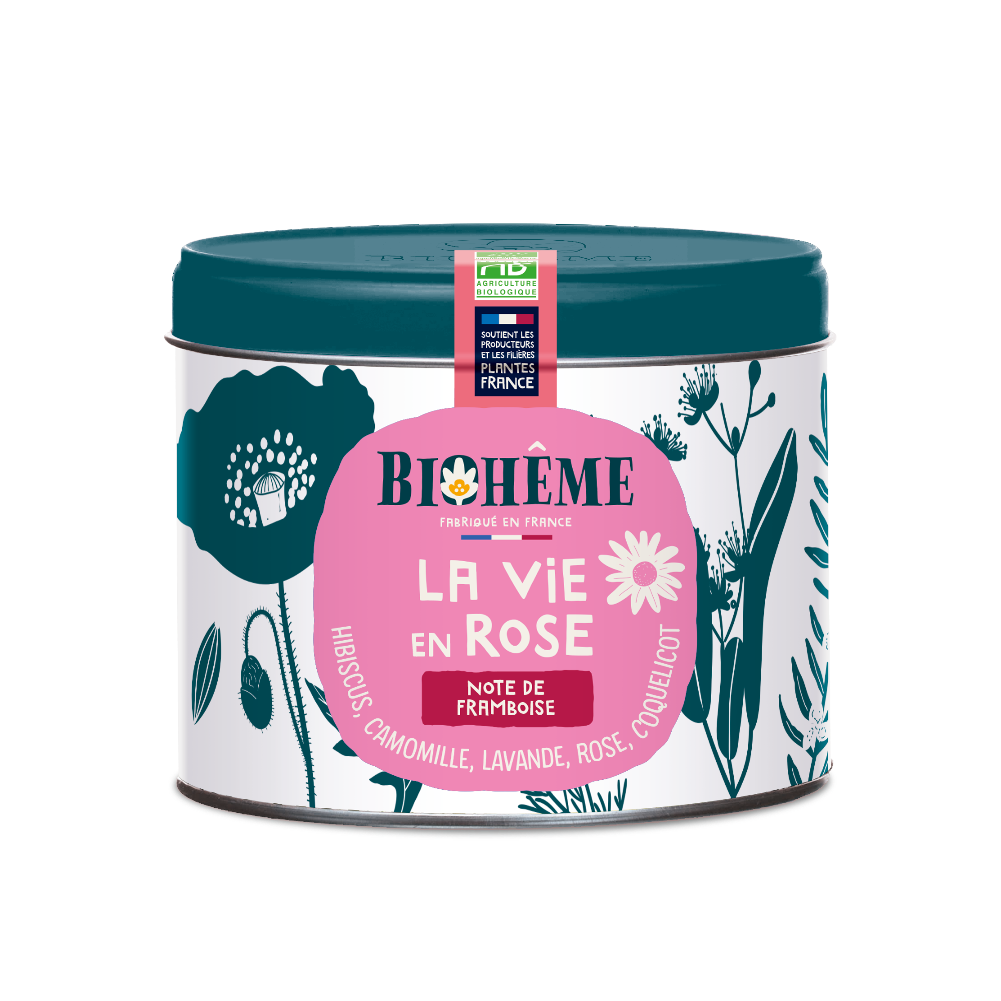 Tisane Bio Plaisir - La vie en Rose - fruit rouge - vrac boîte - Biohême