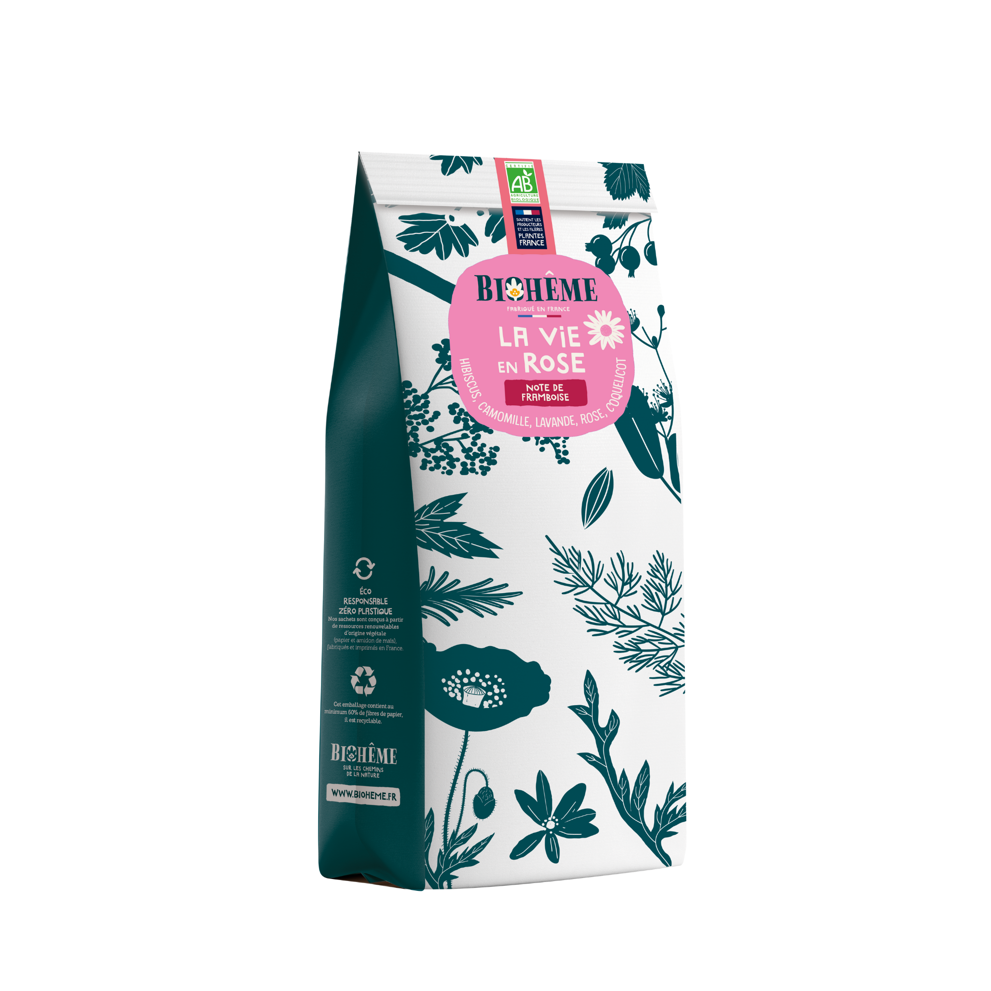 Tisane bio Plaisir - La vie en Rose - fruit rouge - vrac sachet - Biohême